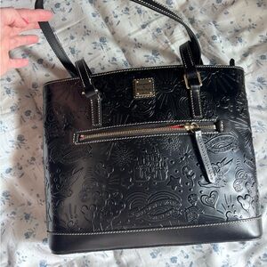 Disney parks Dooney and bourke black leather embossed shoulder purse
